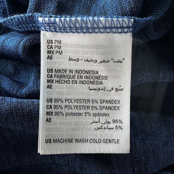 JM Collection Petite Medium Wide Leg Pants Loungewear Elastic Waist Shiny Blue - Picture 6 of 7